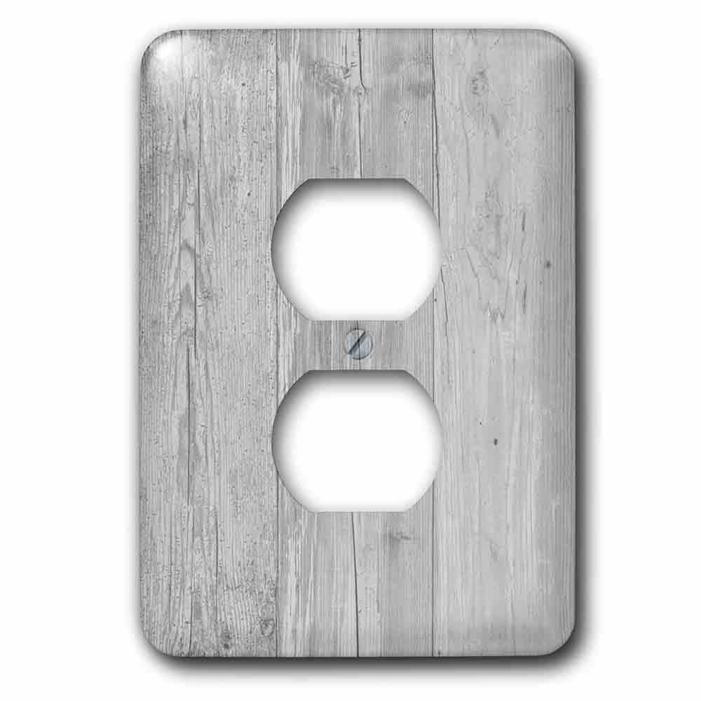 Single Duplex Wall Plate With Print Of Country Gray Barnwood