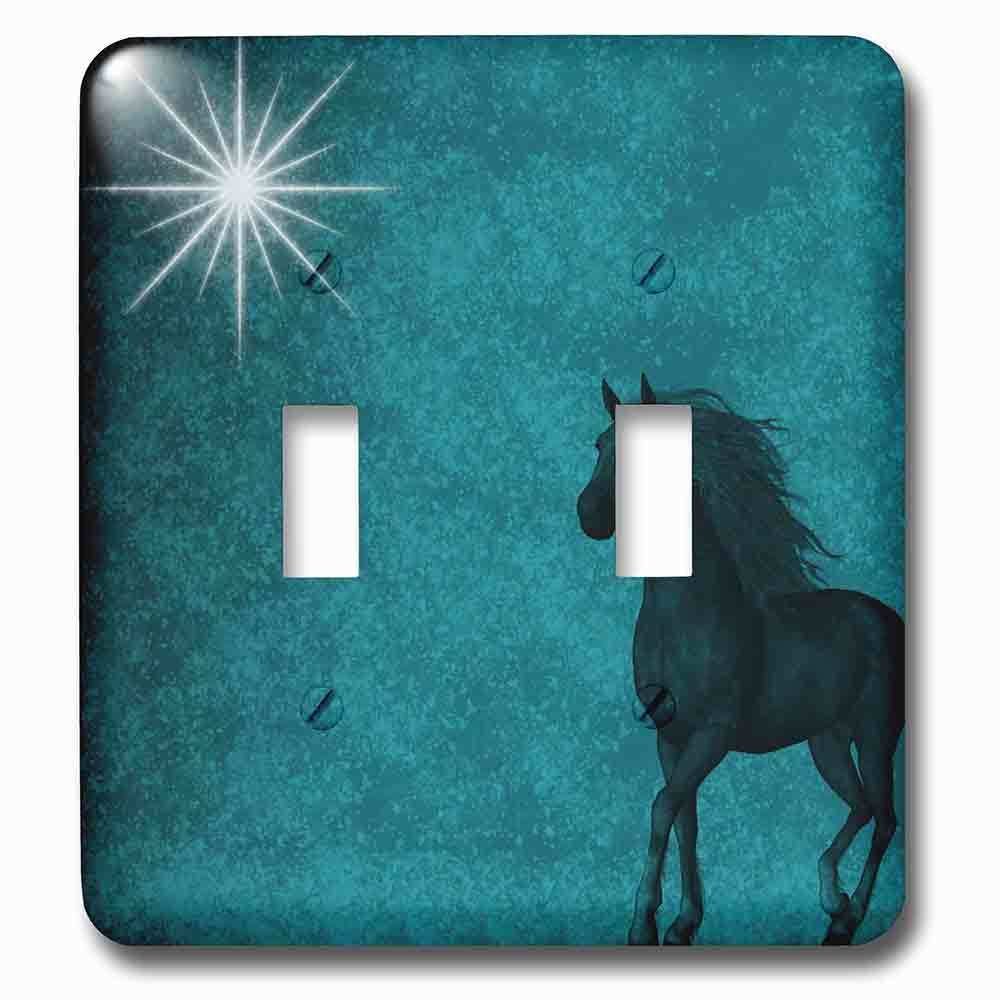 Double Toggle Wallplate With Beautiful Horse Aqua Grunge Sky ( lsp_164692_2  ) from Animals Collection by Jazzy Wallplates | Just Switchplates