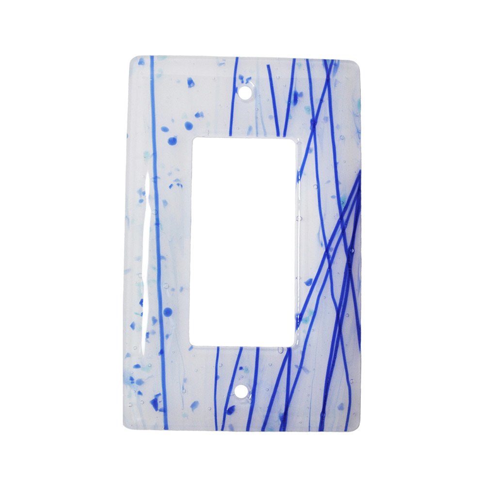 Single Rocker Glass Switchplate in Blue & White