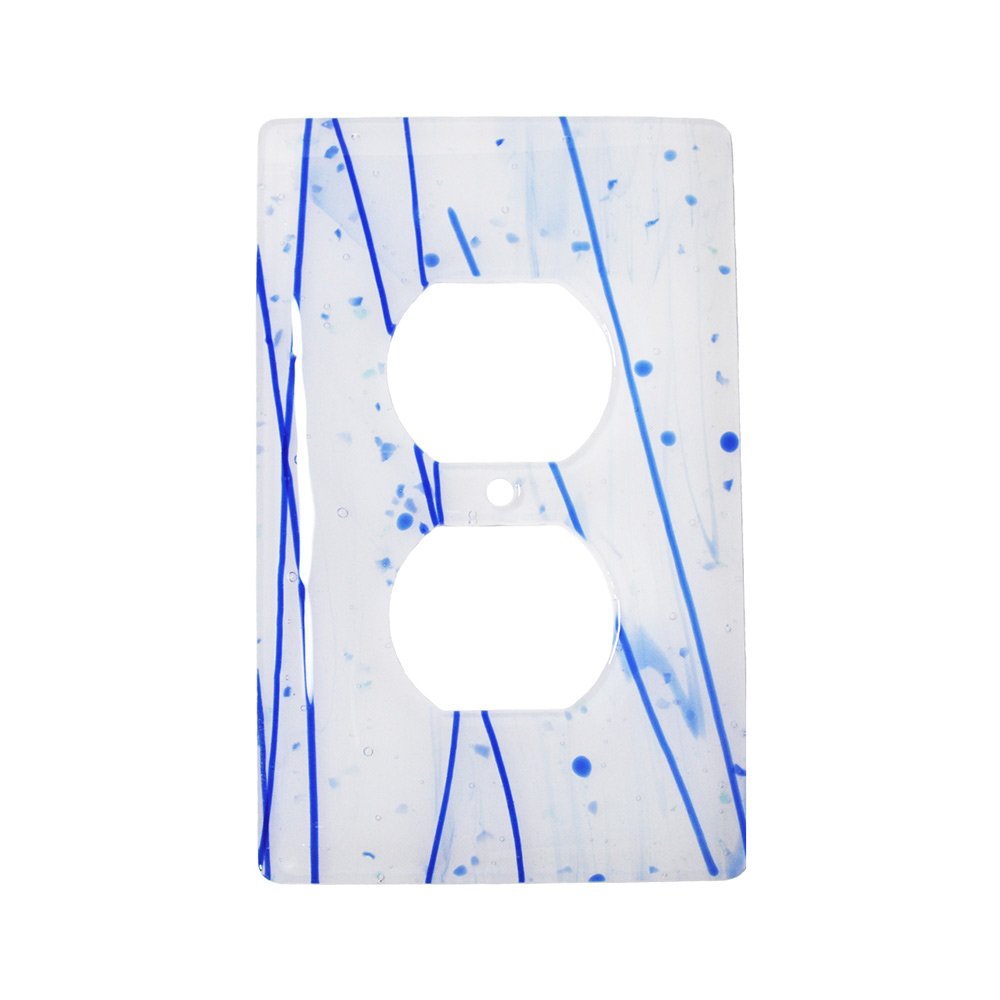 Single Outlet Glass Switchplate in Blue & White