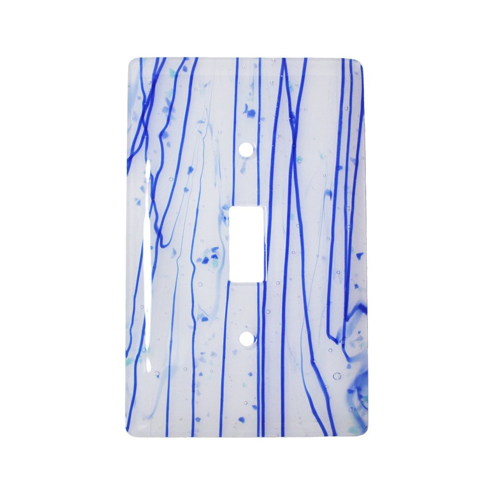 Single Toggle Glass Switchplate in Blue & White