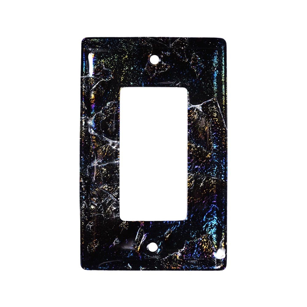Single Rocker Glass Switchplate in Fractures Black