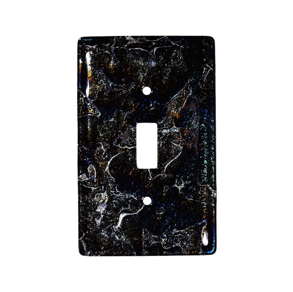 Single Toggle Glass Switchplate in Fractures Black