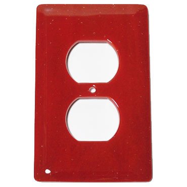 Single Outlet Glass Switchplate in Brick Red