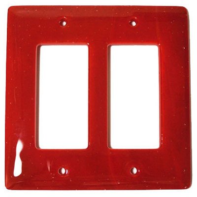 Double Rocker Glass Switchplate in Brick Red