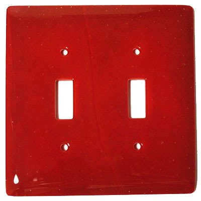 Double Toggle Glass Switchplate in Brick Red