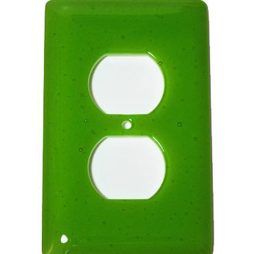 Single Outlet Glass Switchplate in Spring Green