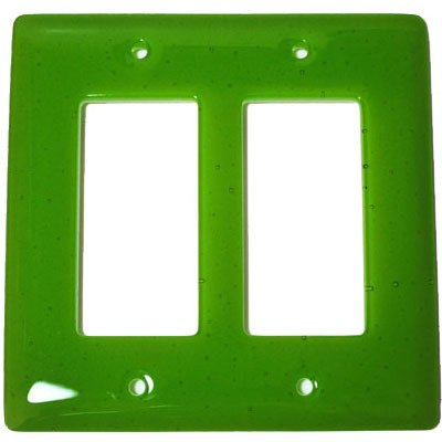 Double Rocker Glass Switchplate in Spring Green