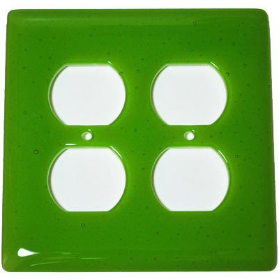 Double Outlet Glass Switchplate in Spring Green