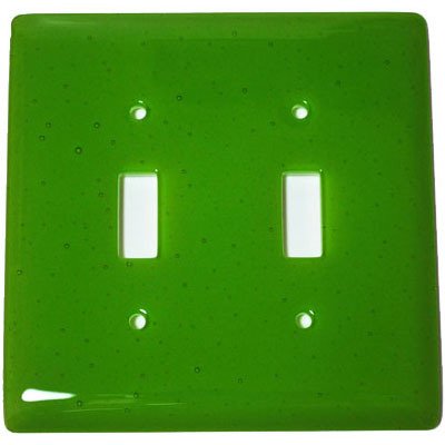 Double Toggle Glass Switchplate in Spring Green