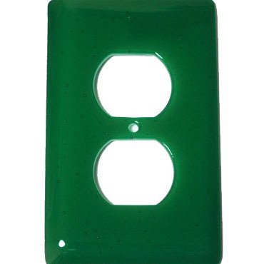 Single Outlet Glass Switchplate in Emerald Green