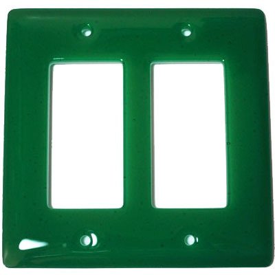 Double Rocker Glass Switchplate in Emerald Green