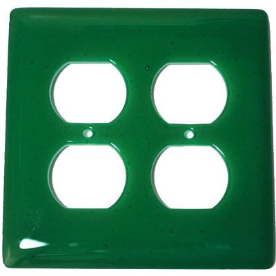 Double Outlet Glass Switchplate in Emerald Green