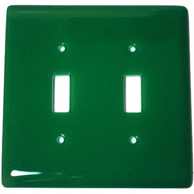 Double Toggle Glass Switchplate in Emerald Green