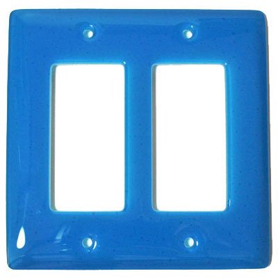 Double Rocker Glass Switchplate in Turquoise Blue