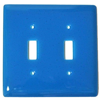 Double Toggle Glass Switchplate in Turquoise Blue