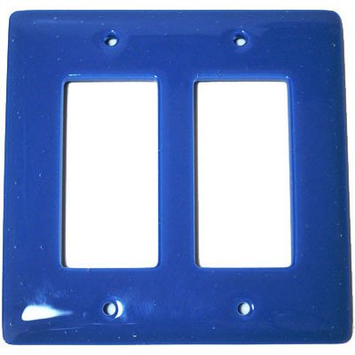 Double Rocker Glass Switchplate in Egyptian Blue