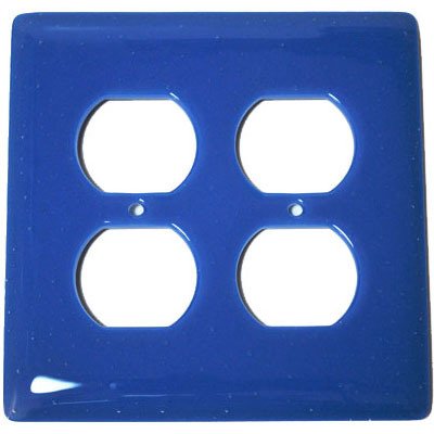 Double Outlet Glass Switchplate in Egyptian Blue