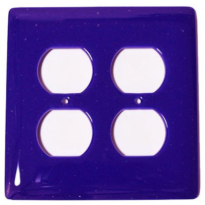 Double Outlet Glass Switchplate in Deep Cobalt Blue