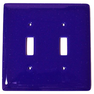 Double Toggle Glass Switchplate in Deep Cobalt Blue