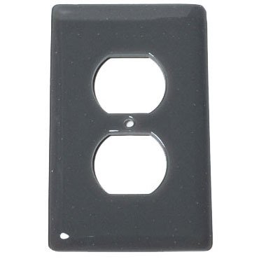 Single Outlet Glass Switchplate in Deco Gray