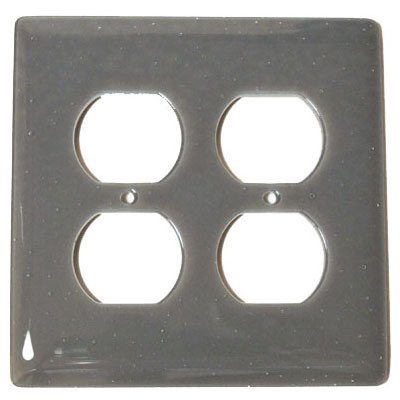 Double Outlet Glass Switchplate in Deco Gray