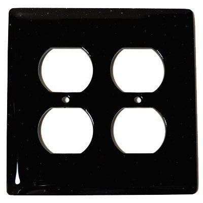 Double Outlet Glass Switchplate in Black