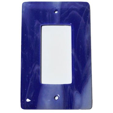 Single Rocker Glass Switchplate in White Swirl & Cobalt Blue