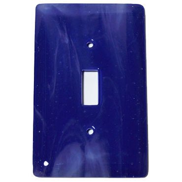 Single Toggle Glass Switchplate in White Swirl & Cobalt Blue