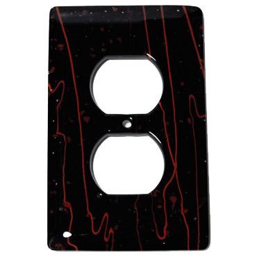 Single Outlet Glass Switchplate in Black & Red