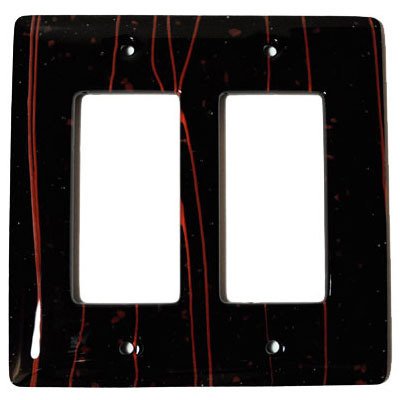 Double Rocker Glass Switchplate in Black & Red