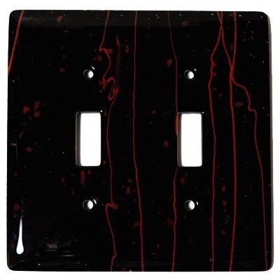 Double Toggle Glass Switchplate in Black & Red