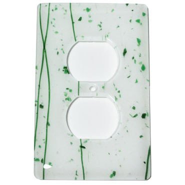 Single Outlet Glass Switchplate in Green & White