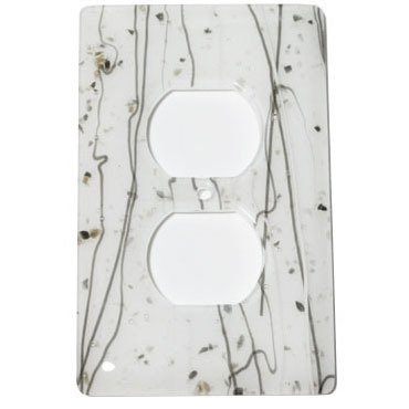 Single Outlet Glass Switchplate in Vanilla & White