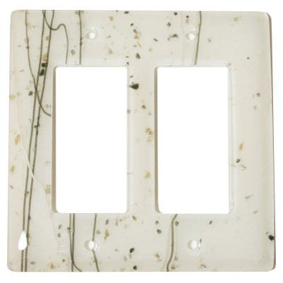 Double Rocker Glass Switchplate in Vanilla & White