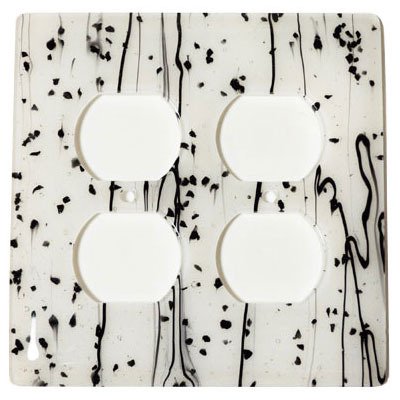 Double Outlet Glass Switchplate in Black & White