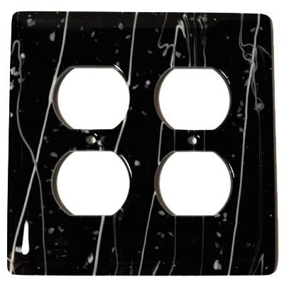 Double Outlet Glass Switchplate in White & Black
