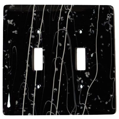Double Toggle Glass Switchplate in White & Black