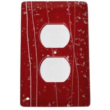Single Outlet Glass Switchplate in White & Red