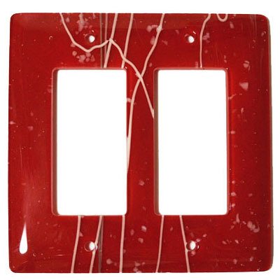 Double Rocker Glass Switchplate in White & Red
