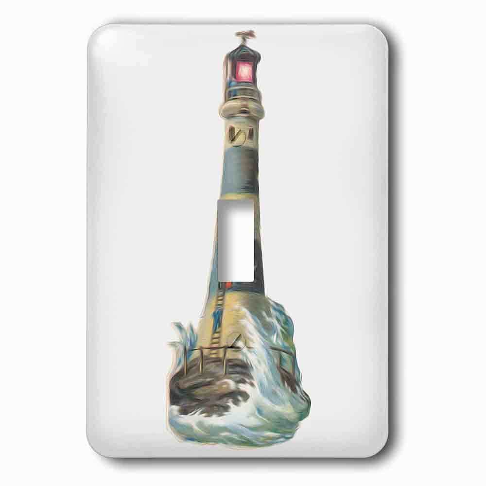 Single Toggle Wallplate With Vintage Antique Lighthouse And Waves Victorian Nautical Vignette