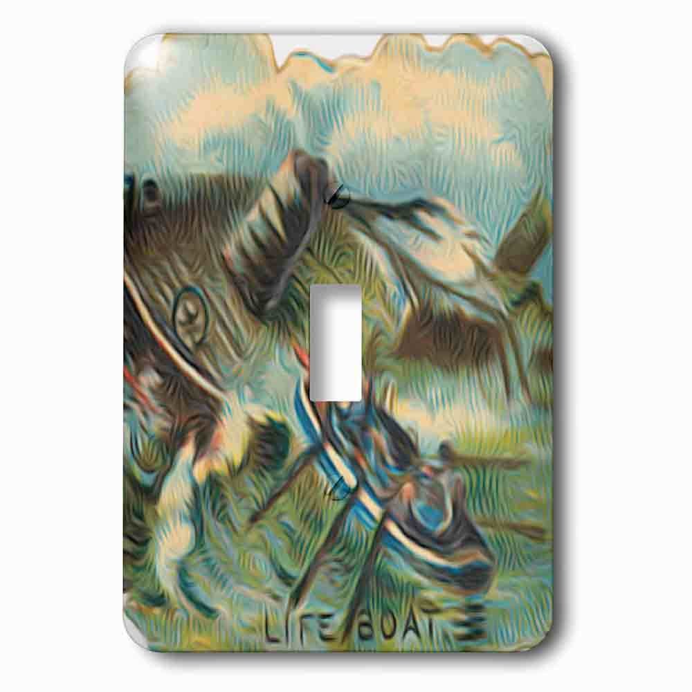 Single Toggle Wallplate With Vintage Life Boat Shipwrecked Nautical Illustration