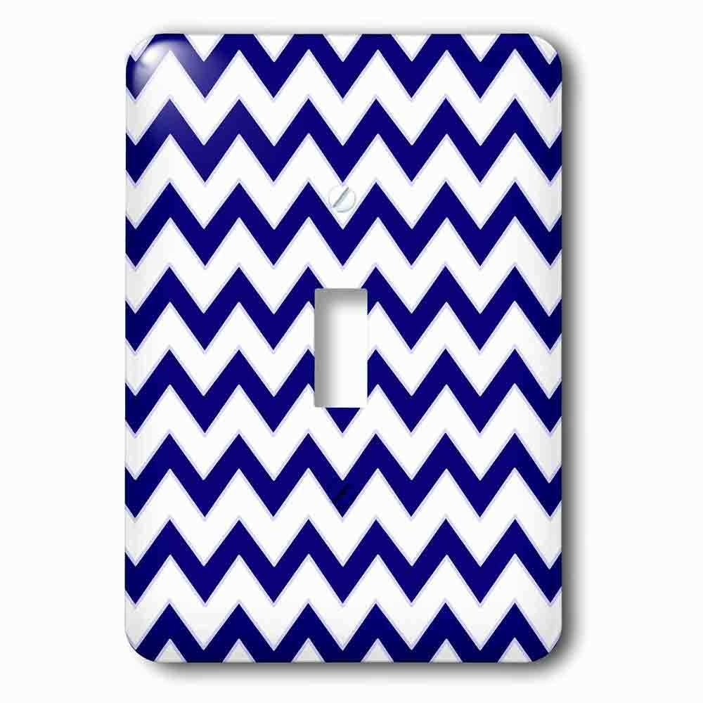 Single Toggle Wallplate With Chevron Pattern Navy Blue And White Zigzag