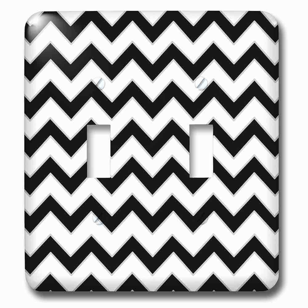Double Toggle Wallplate With Chevron Pattern Black And White Zigzag