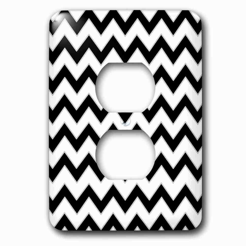 Single Duplex Outlet With Chevron Pattern Black And White Zigzag