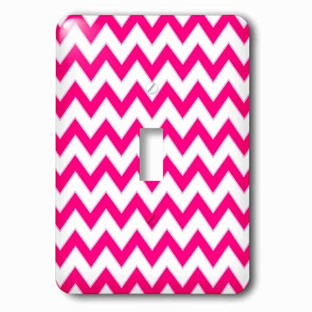 Single Toggle Wallplate With Chevron Pattern Hot Pink And White Zigzag