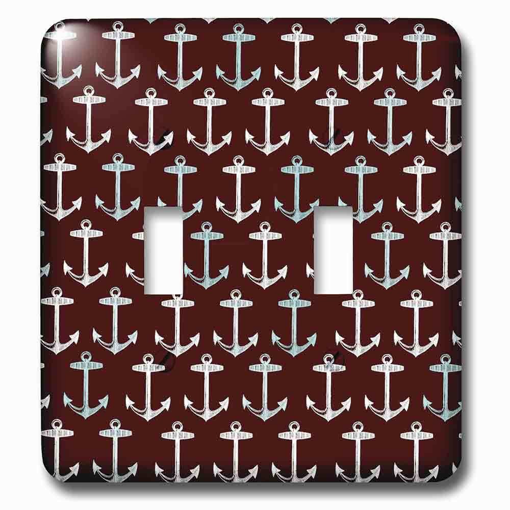 Double Toggle Wallplate With Black And White Anchor Pattern Vintage Anchors Retro Sailor Theme Nautical Sea Ocean Sailing