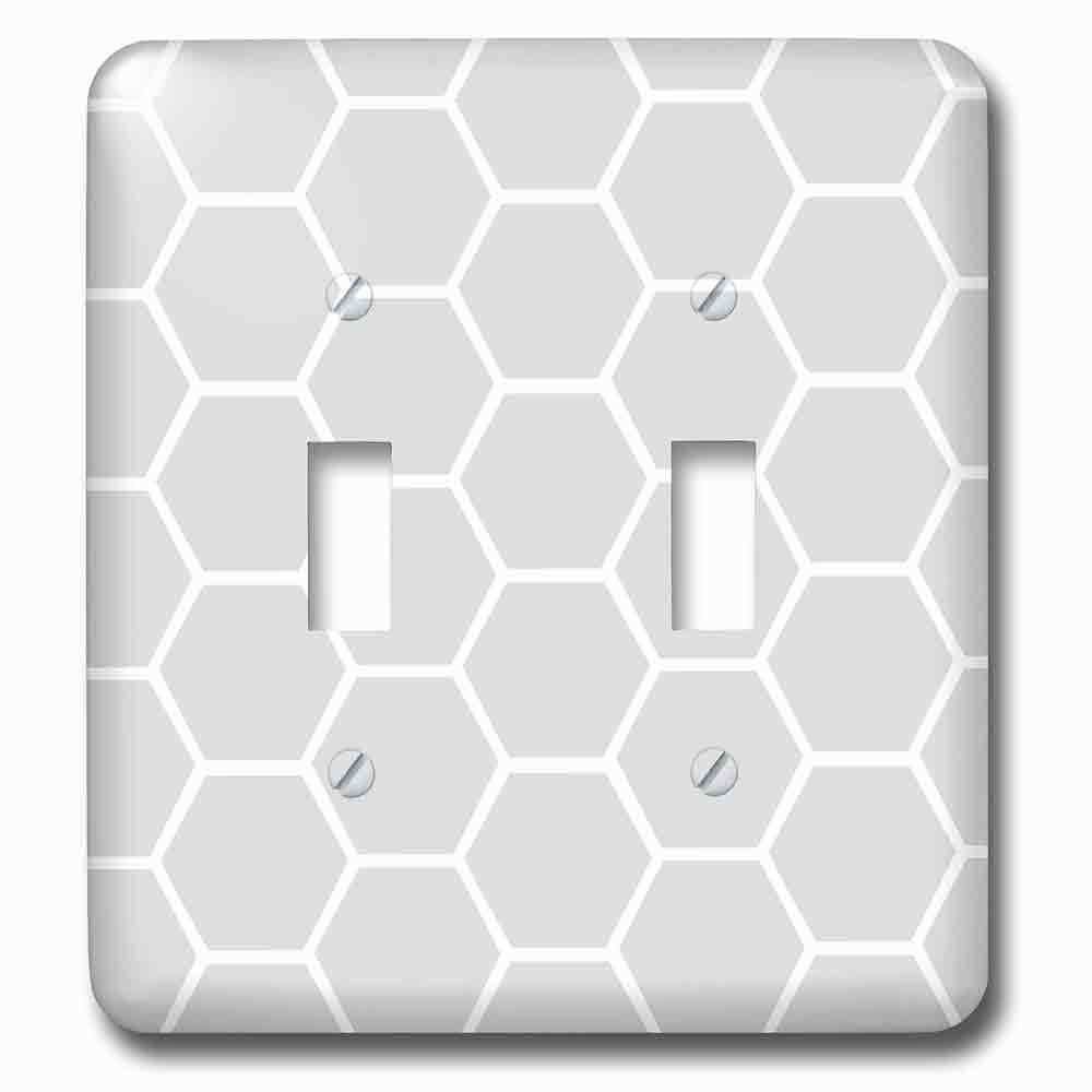 Double Toggle Wallplate With Gray Honeycomb Hexagon Pattern Contemporary Grey Honey Comb Modern Bee Hive Geometric Hexagons