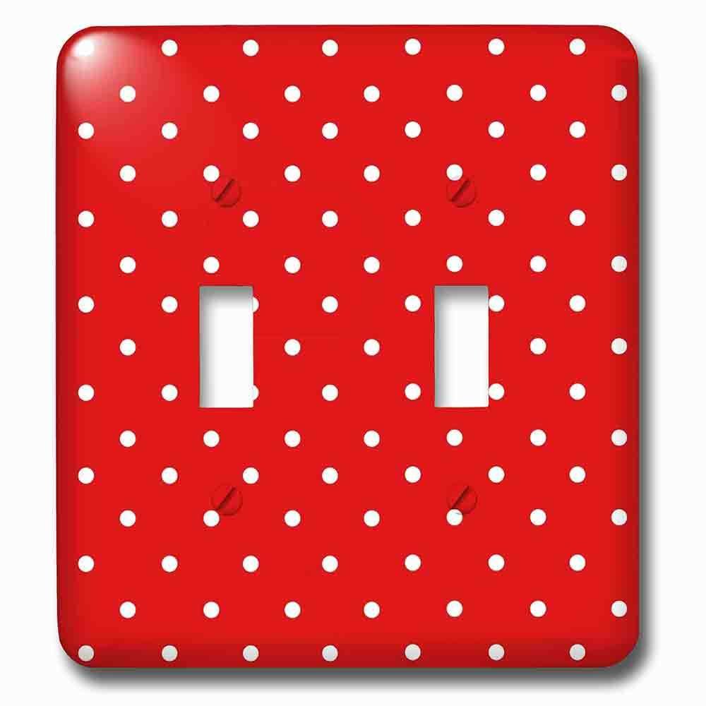 Double Toggle Wallplate With Red And White Polka Dot Pattern Small Minnie Dots Stylish Retro Dotty Spotty Cute Classic