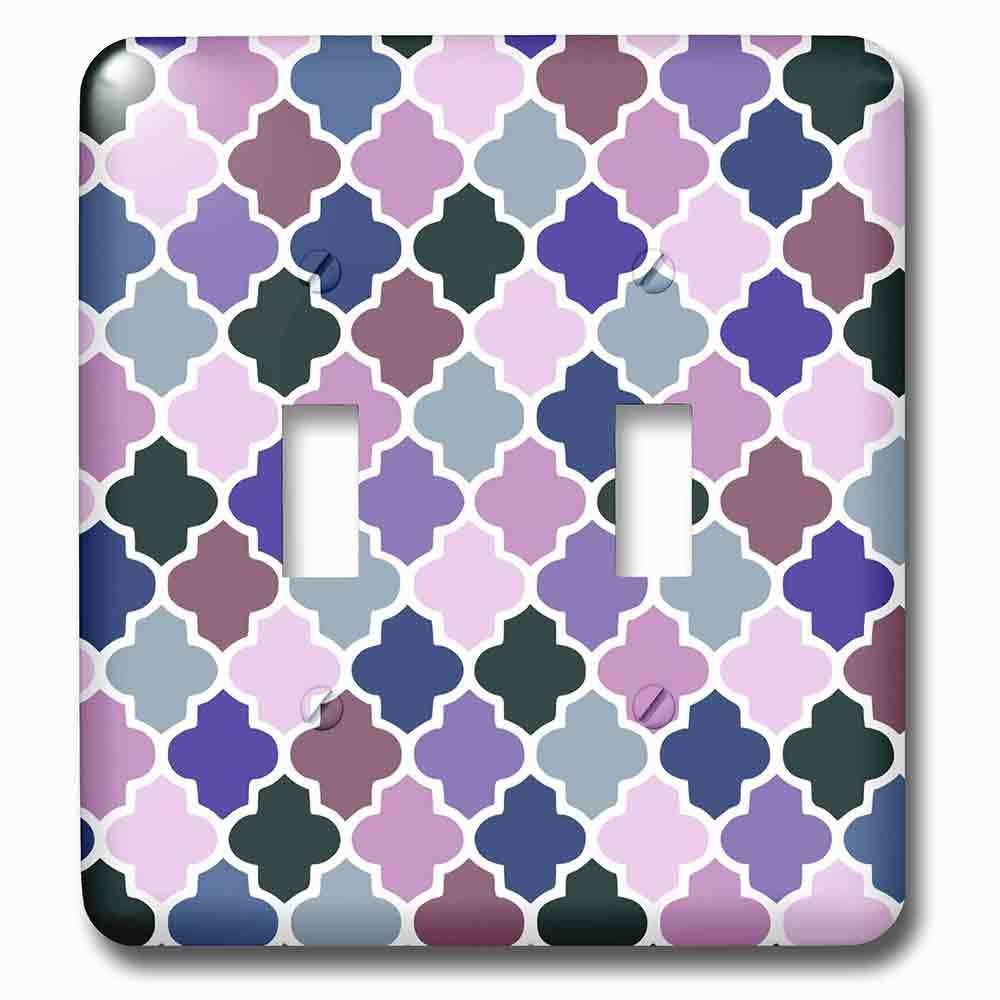 Double Toggle Wallplate With Purple Colorful Quatrefoil Girly Moroccan Tiles Lattice Lilac Indigo Violet Purple Shades Clovers